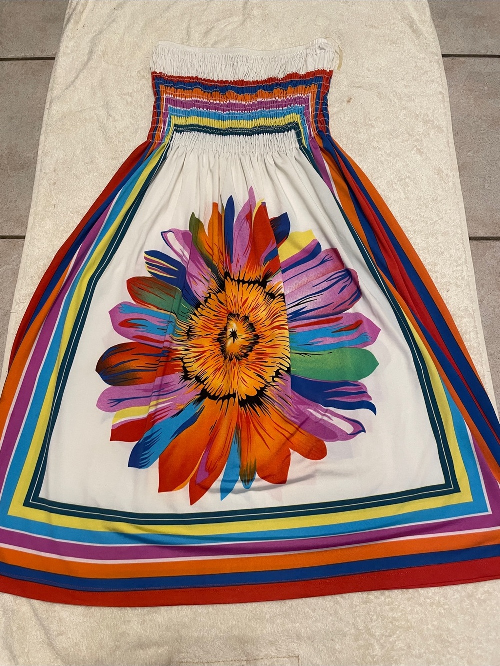 Cristinalove Floral Tube Top Dress with Multicolor Print